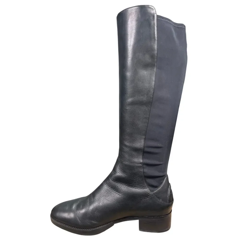 Tory Burch Women’s Caitlyn Black Leather Stretch Riding Boot Size US 9.5